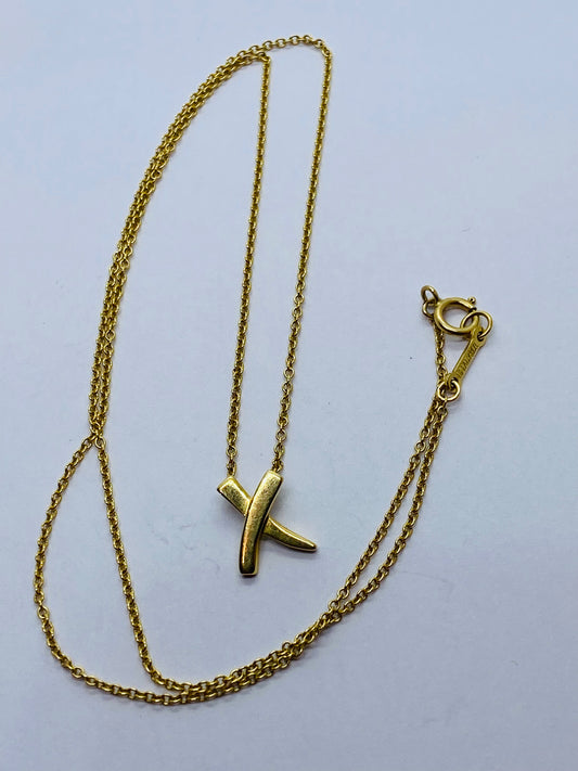 Tiffany & Co Paloma Picasso 18K Gold Mini Graffiti X Necklace 10MM