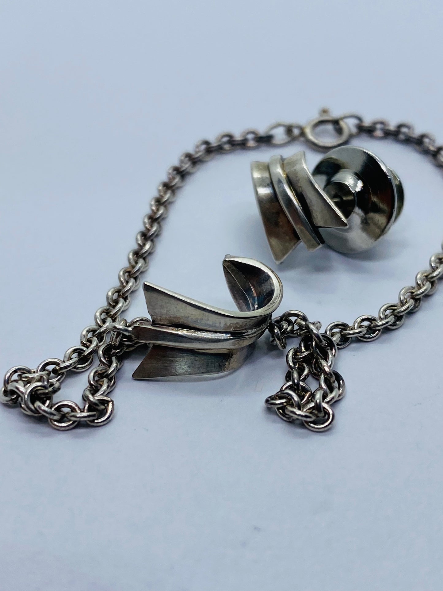 Tiffany & Co. Angela Cummings Sterling Curved Arrow Pin And Bracelet Set