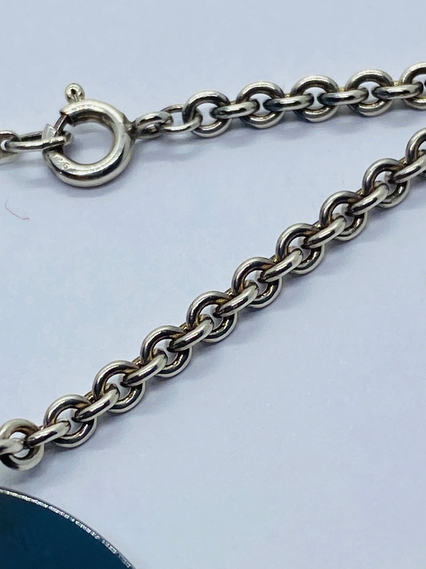 Tiffany & Co. Titanium Sterling Silver Round Disc Pendant & Chain Necklace Pouch