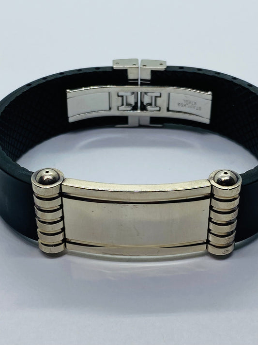 TIFFANY & CO PALOMA PICASSO WIDE ID GROOVE  7.5" BRACELET. STERLING 925 RUBBER
