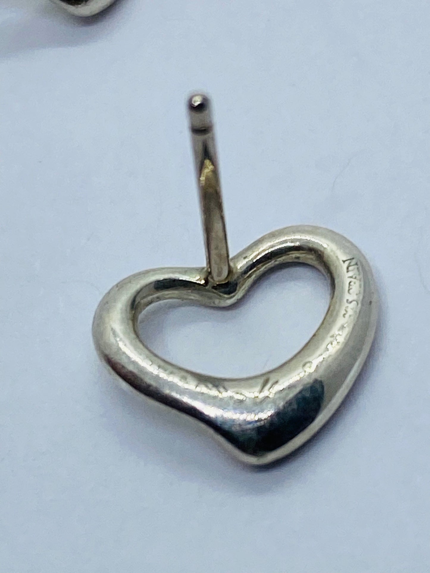 Tiffany & Co. Peretti Sterling Silver 14K Posts 5/8" Open Heart Original Backs