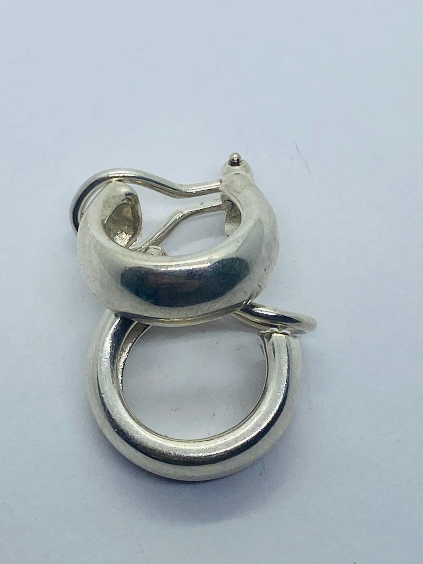 Tiffany & Co Vintage Hoop Huggie Clip on Earrings in Sterling Silver 16MM