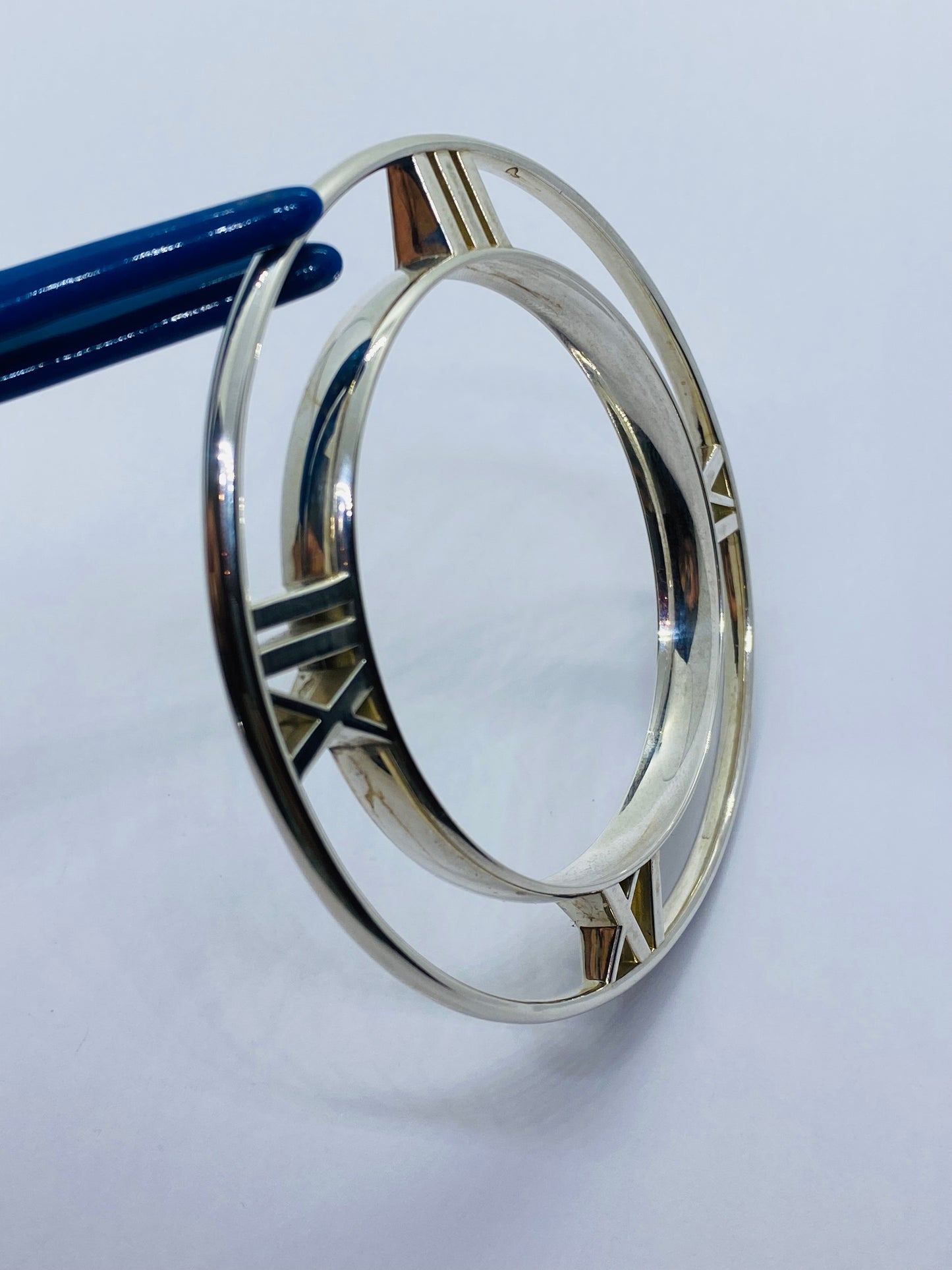 Tiffany & Co Sterling Silver 925 ATLAS Horizontal Bangle s.M Tapered Bracelet