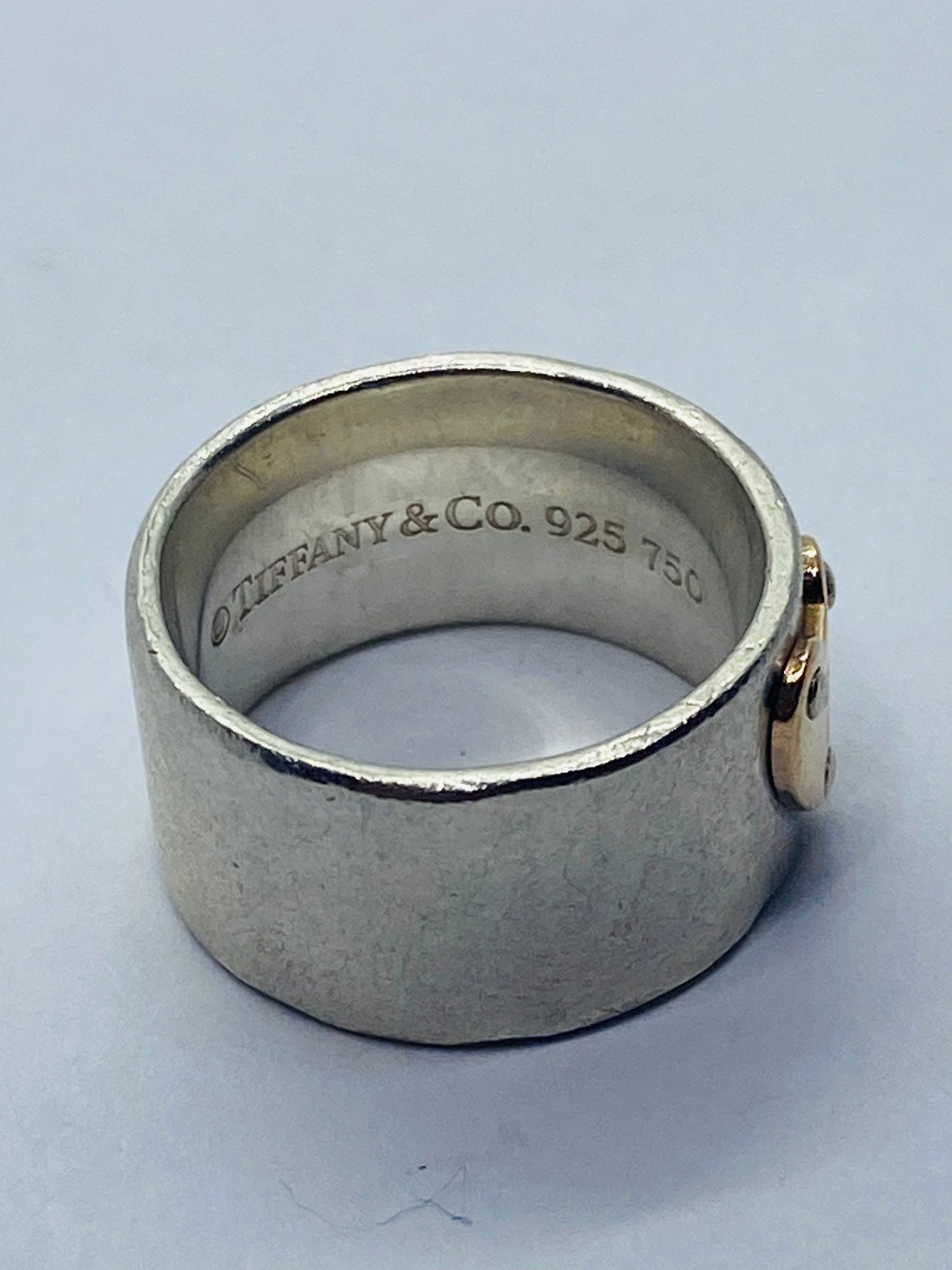 Tiffany & Co. Keyhole Heart Lock Rose Gold Sterling Silver Ring Band Size 4