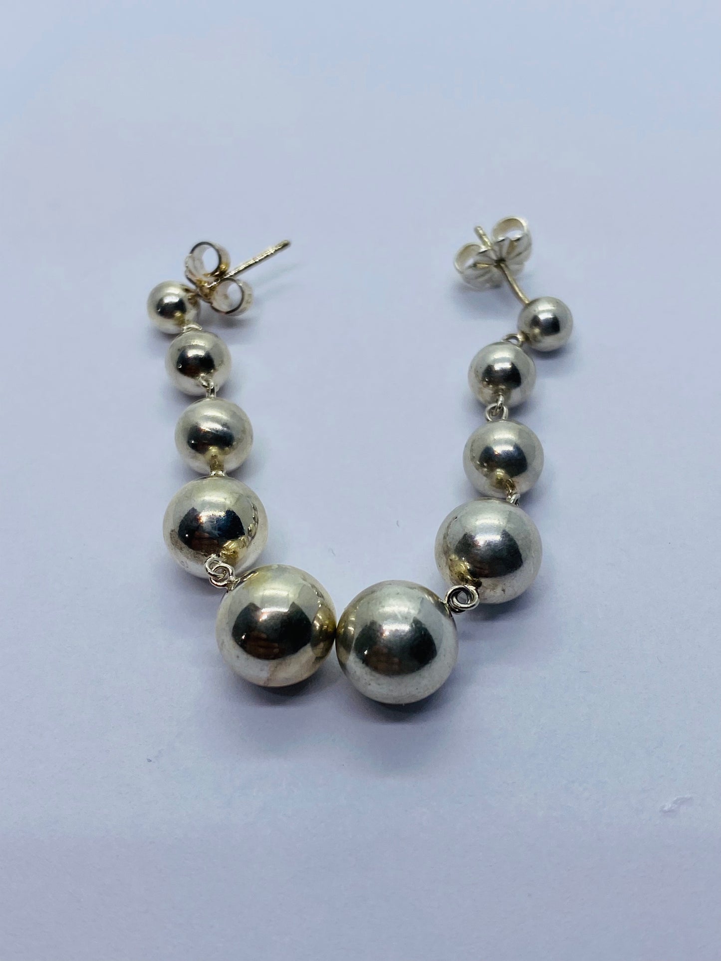 Tiffany & Co. Sterling Silver Multi Graduated Bead Ball Drop Dangle Earrings
