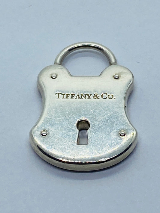 Tiffany & Co Large 925 Sterling Silver Lock Key Hole Charm Pendant 28x18mm