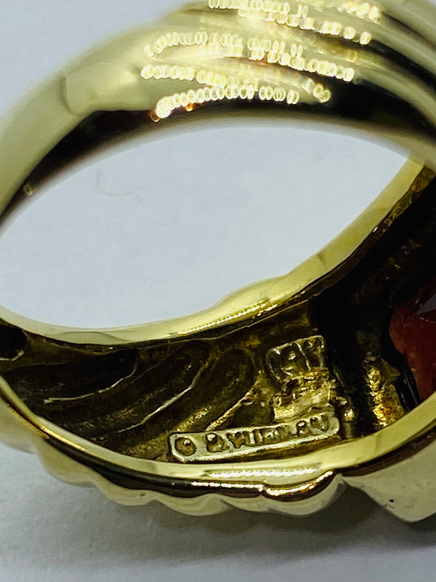 DAVID YURMAN Solid 14K Yellow Gold CABLE Cushion Cut Garnet Ring 5.5