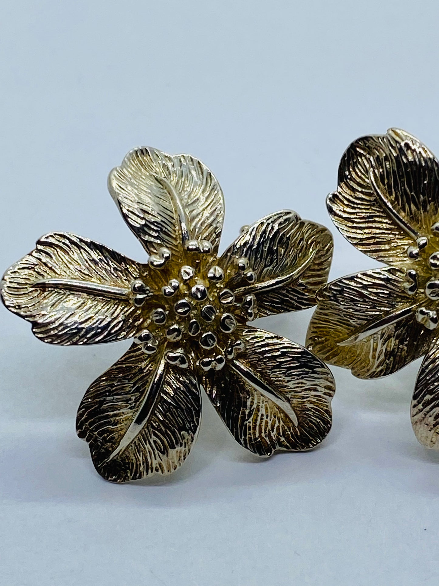 Tiffany & Co Sterling Silver 925  Flower Earrings Omega Back Post 5 Petal Flower