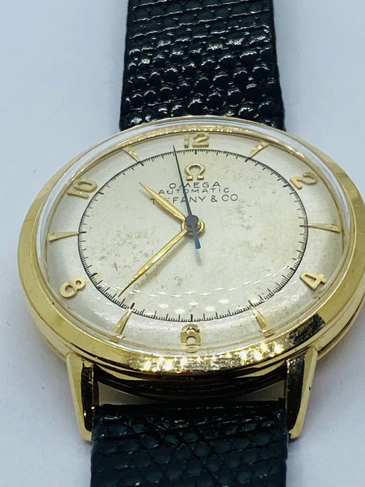 1944 Omega Tiffany & Co 14K Solid Gold Bumper Automatic Watch