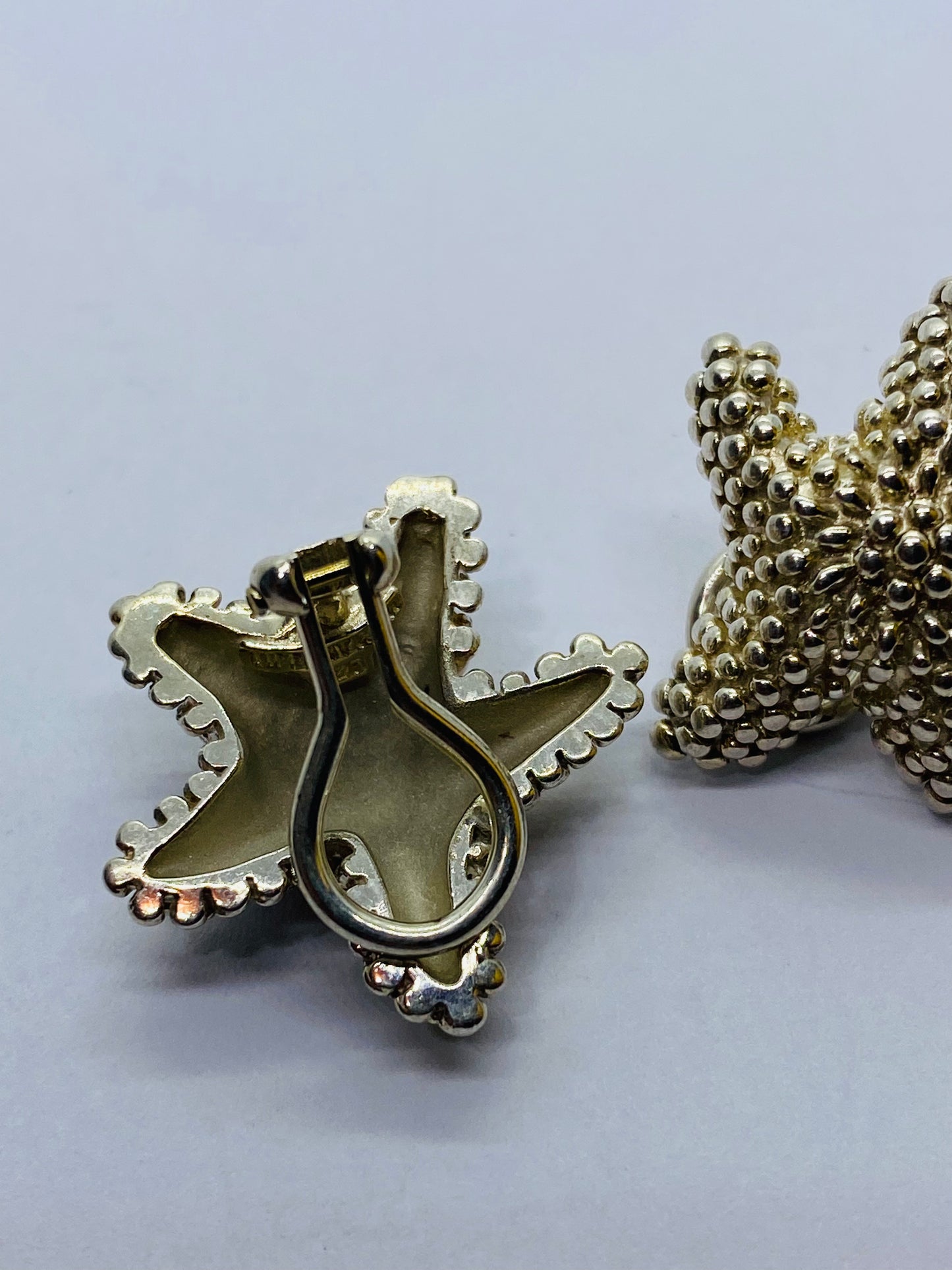 Tiffany & Co Silver Large Bumpy Starfish Coral Clip On Earrings