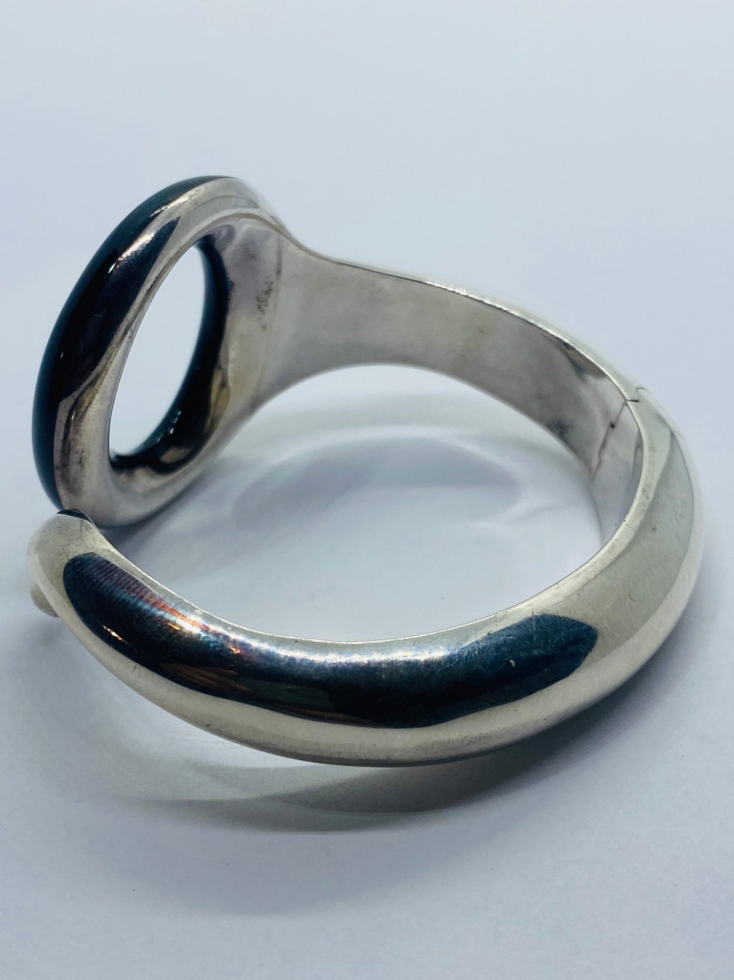 Tiffany & Co Silver Peretti Black Jade Sevillana Bangle Bracelet Small Wrist