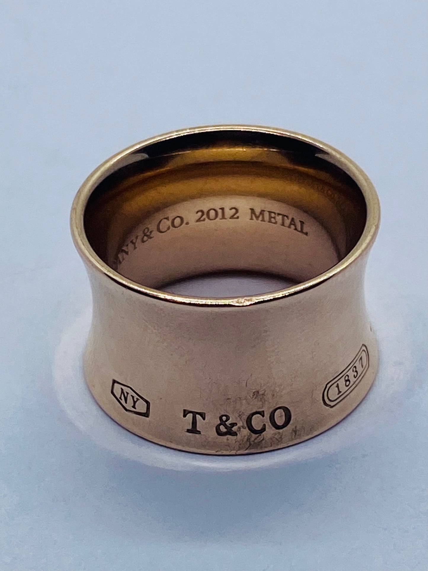 Tiffany & Co. Rubedo Metal 1837 Wide Concave Ring Size 4 Pouch Box