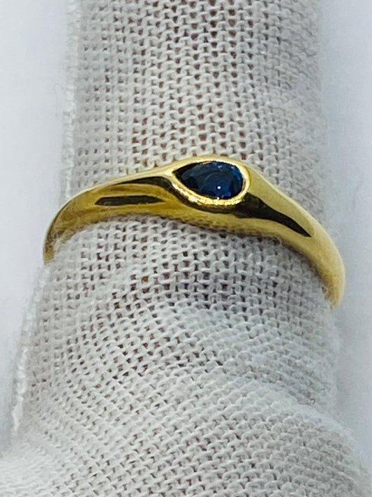 TIFFANY & CO. Blue Pear Shape Sapphire 18k Yellow Gold Authentic