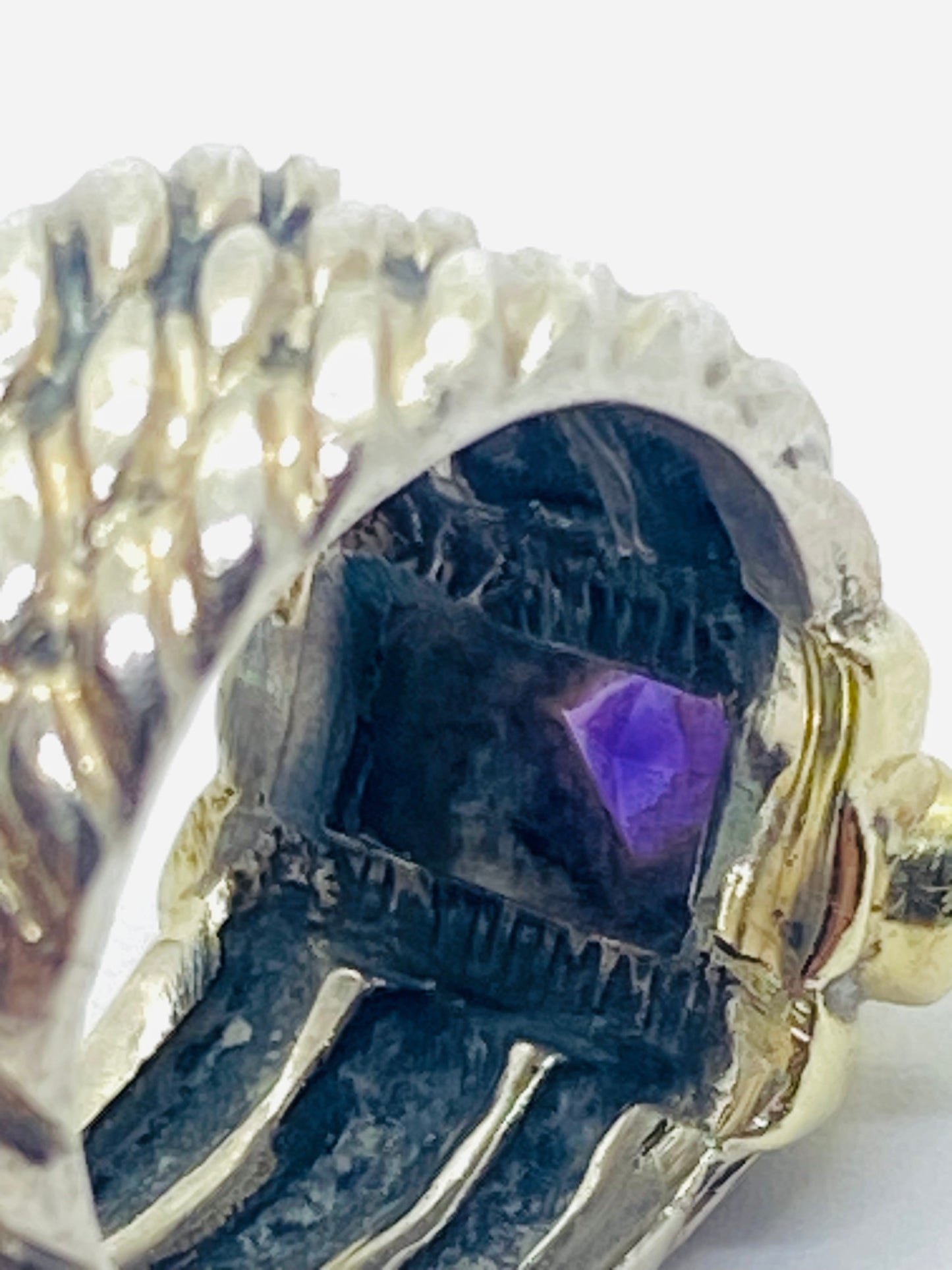 David Yurman Renaissance Ring Triple Cable Amethyst Green Onyx Size 4.25 14k 925