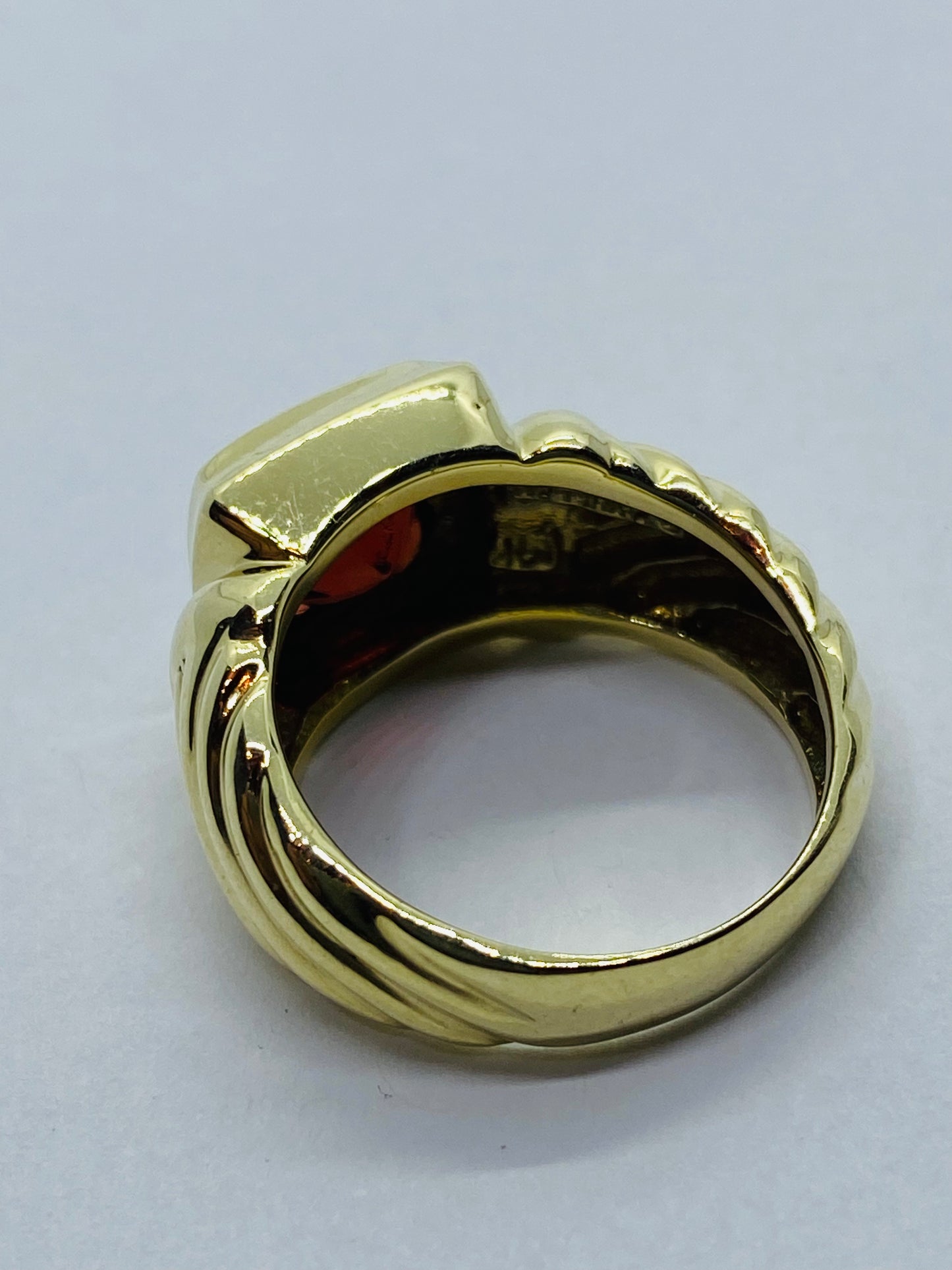 DAVID YURMAN Solid 14K Yellow Gold CABLE Cushion Cut Garnet Ring 5.5