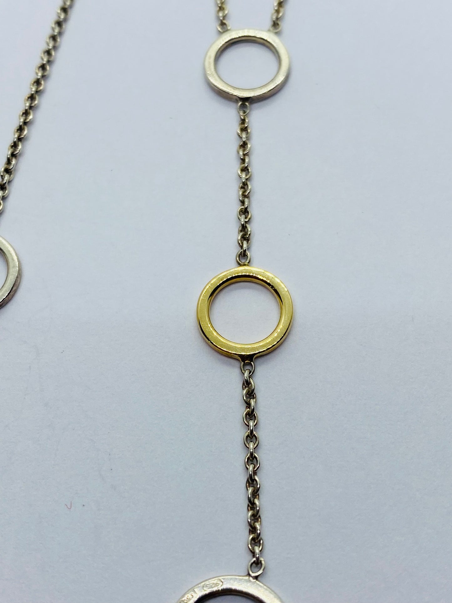 Tiffany Co Lariat 18K 925 Circle Necklace 15.75"