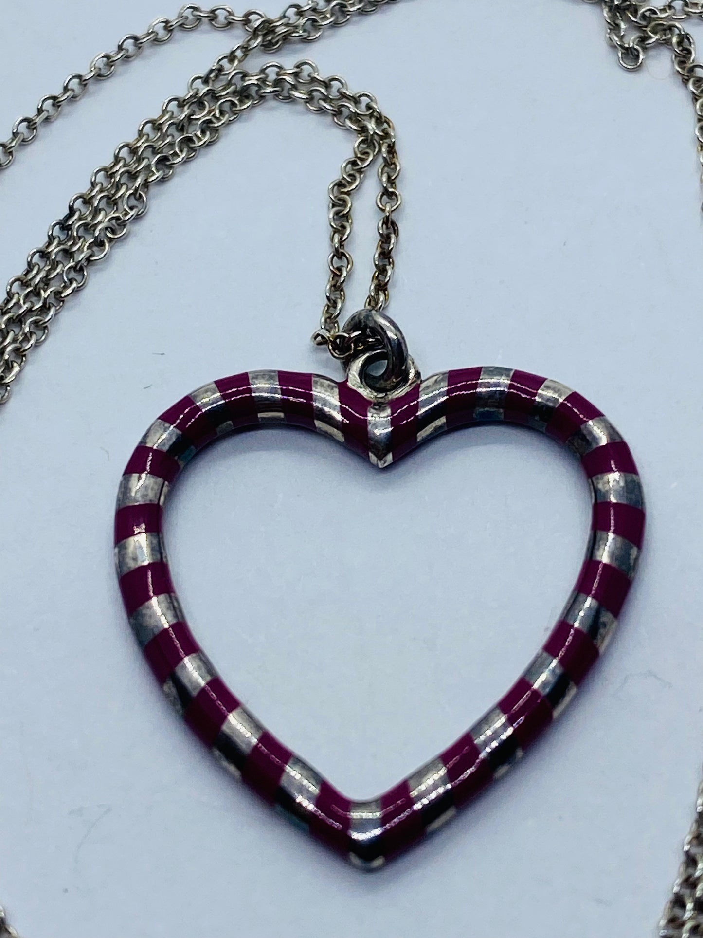 Tiffany & Co. Palina Purple Enamel Heart Silver Necklace