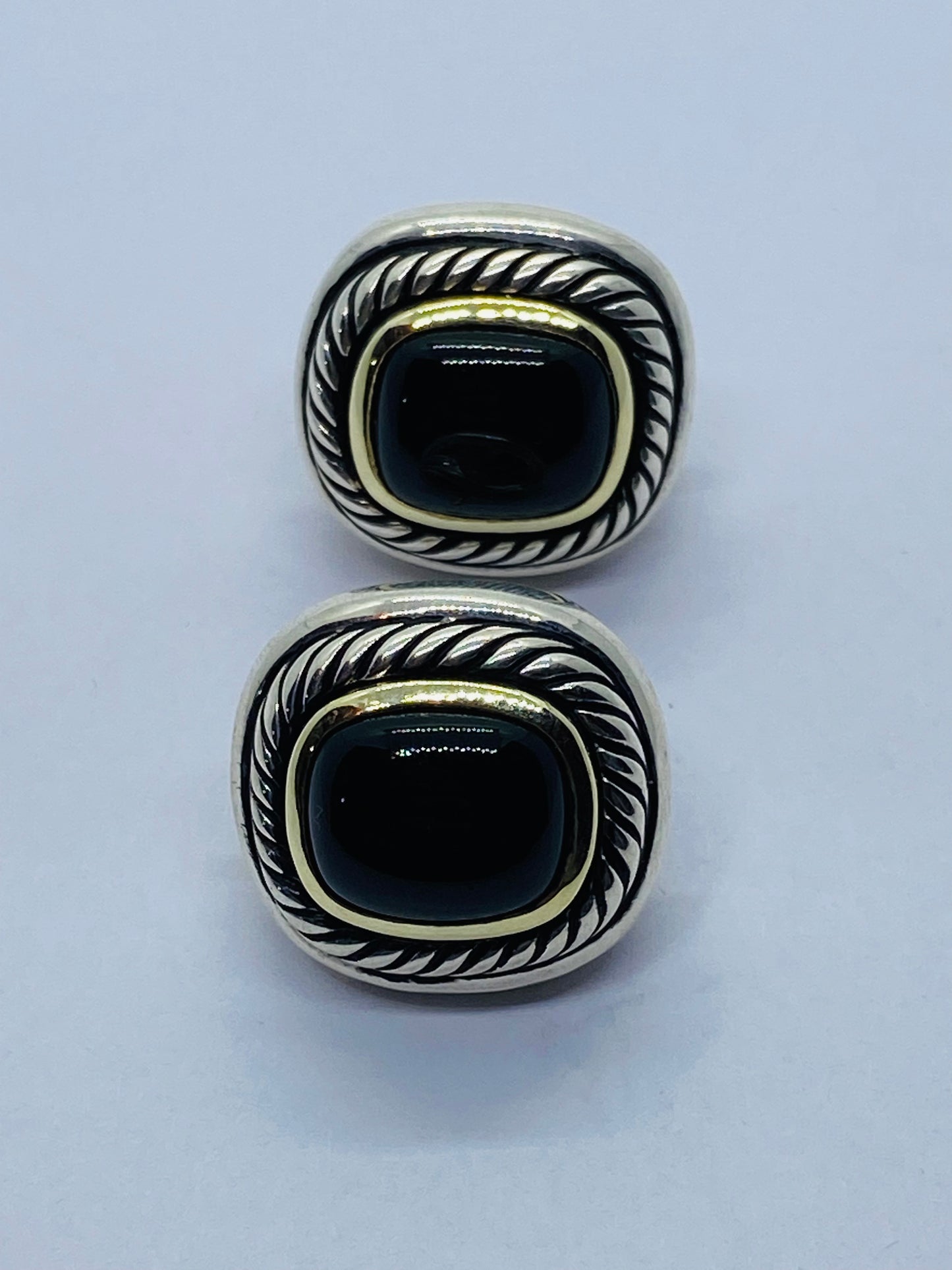 David Yurman Albion ONYX Two-Tone 14K Gold & 925 Sterling Silver Earrings 20mm