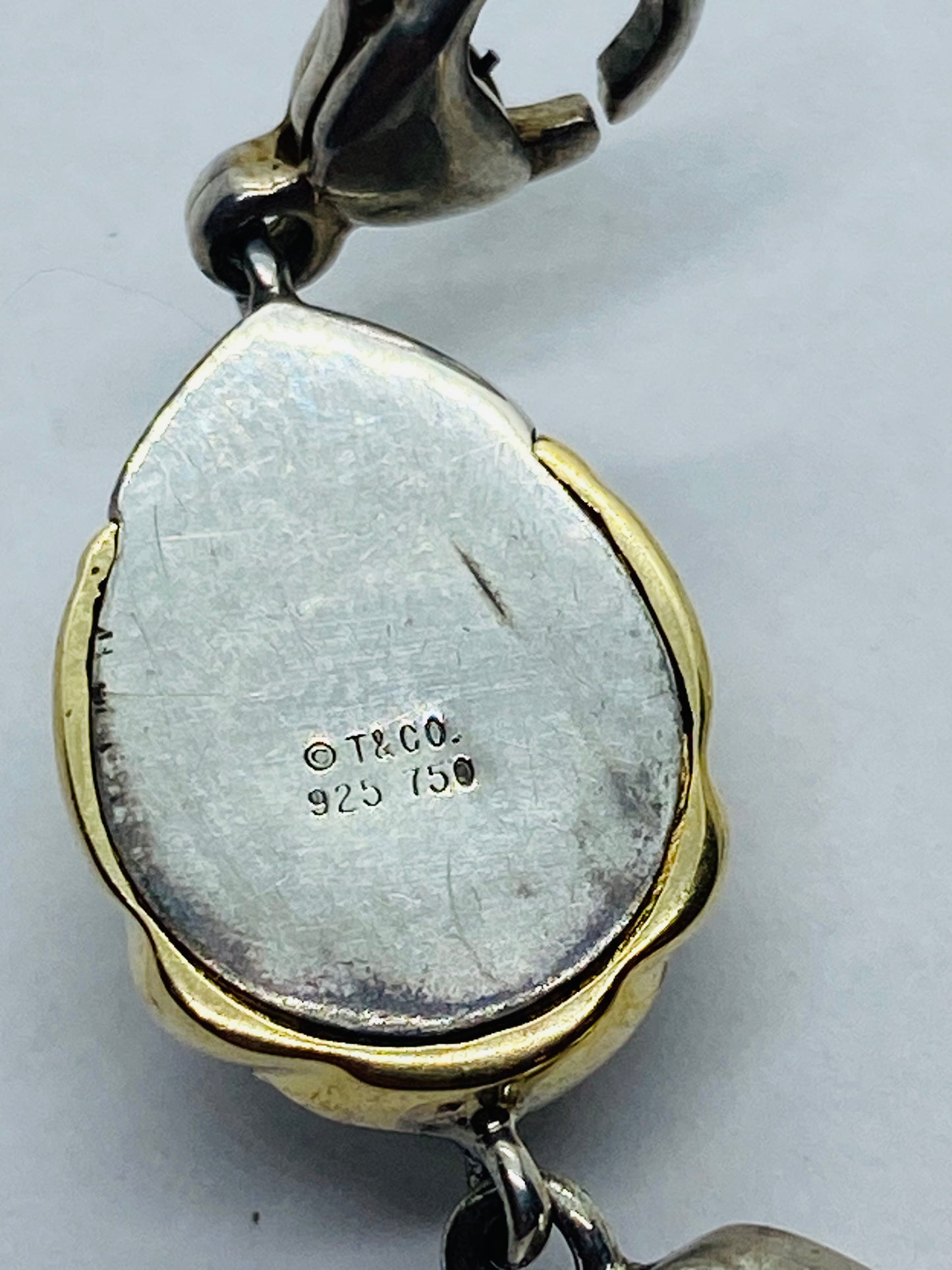 Tiffany & Co RARE Silver 18K Gold Gold Scarab Bee Bug Link Bracelet Pouch Box!