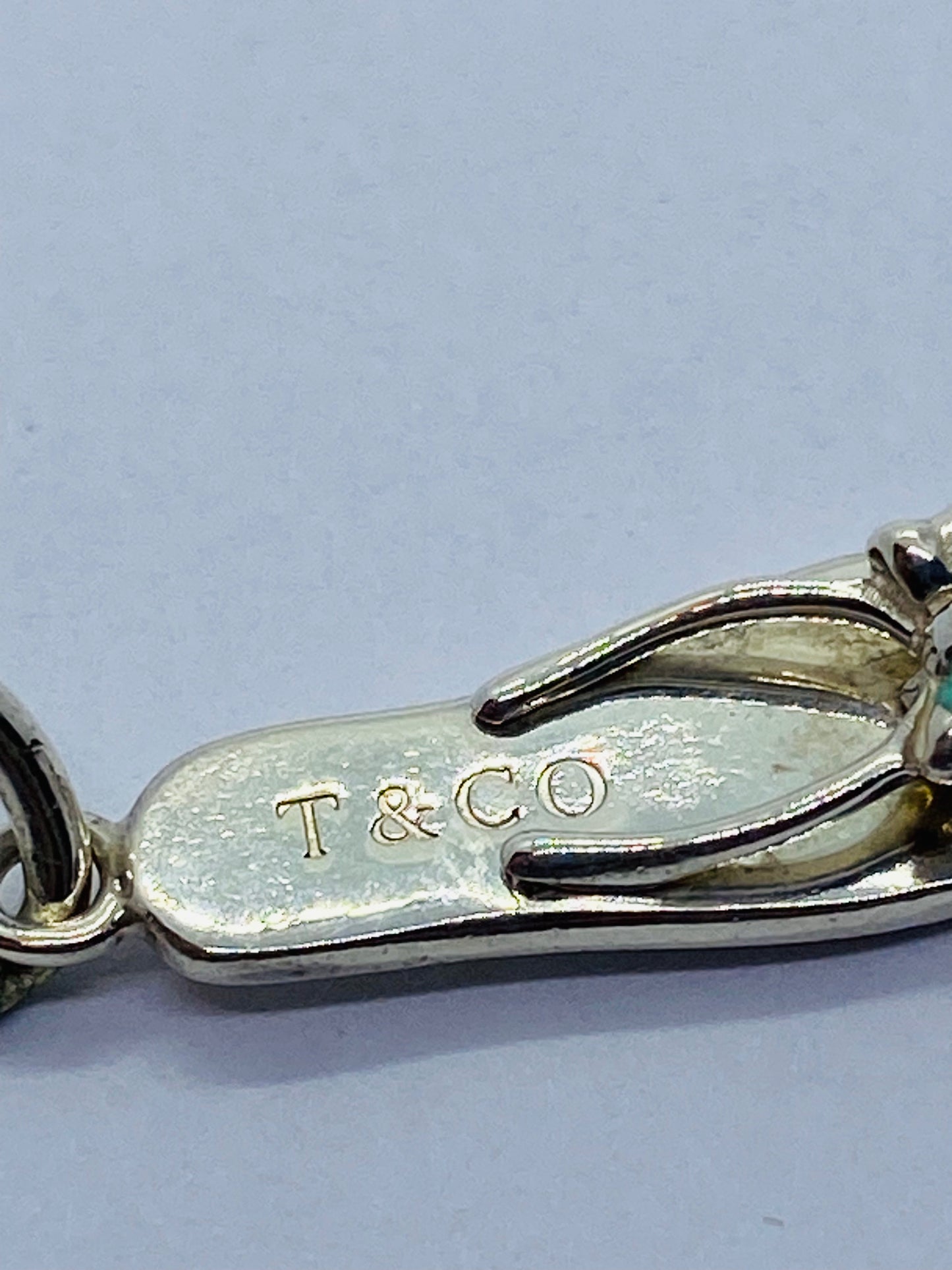 Tiffany & Co. Flip Flop Blue Enamel Pendant Charm Sandal Sterling Silver Pouch