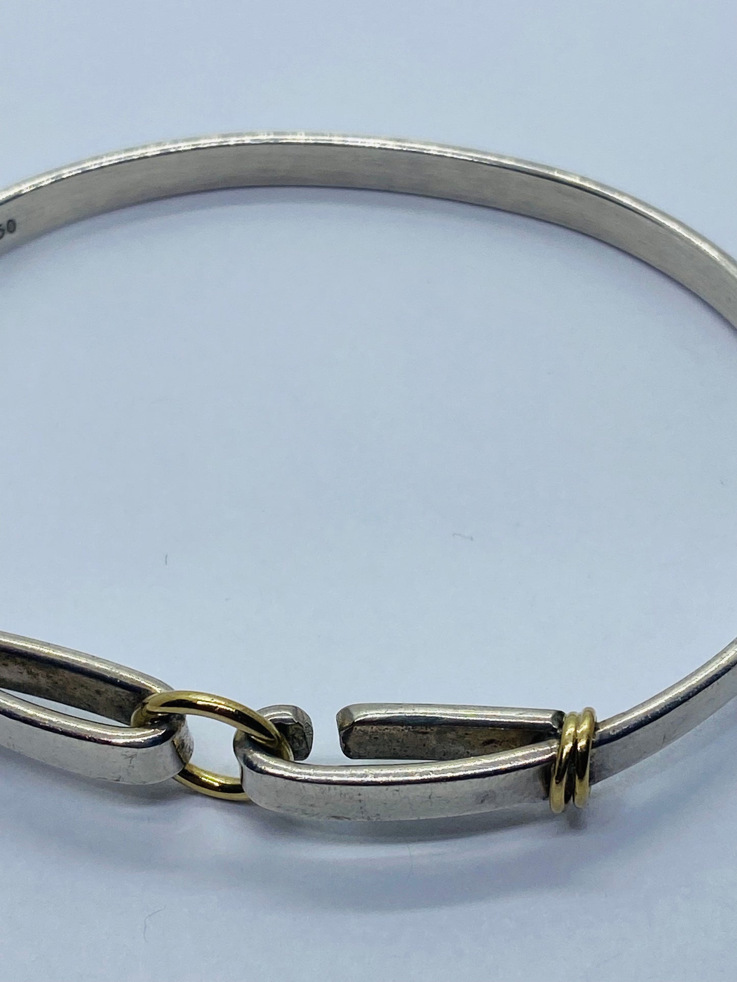 Authentic Tiffany & Co. 18K 750 Yellow Gold Circle Center Sterling Bracelet 7”