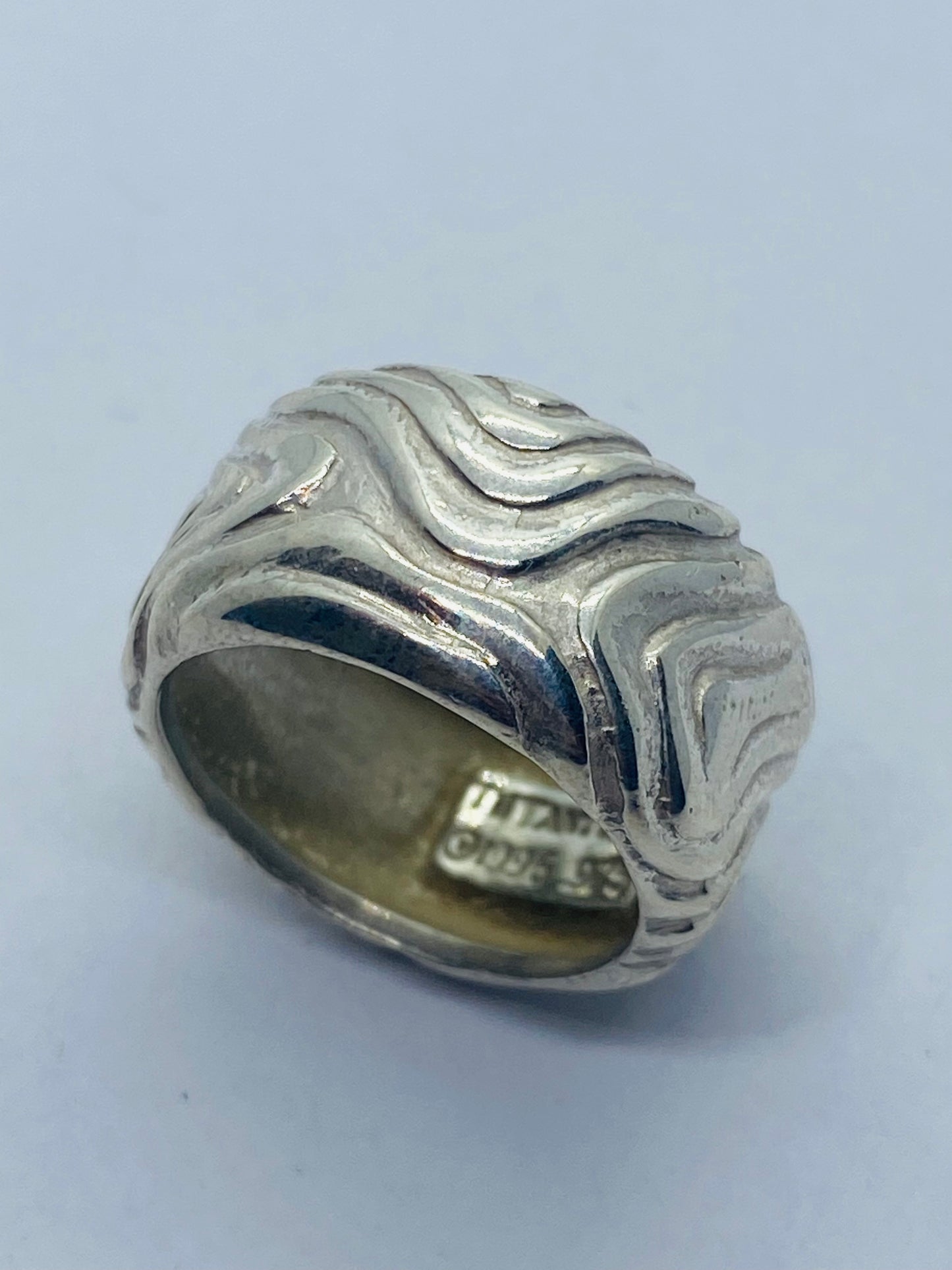 AUTHENTIC TIFFANY & CO SILVER WOOD DESIGN RING SIZE 5 POUCH INCLUDED