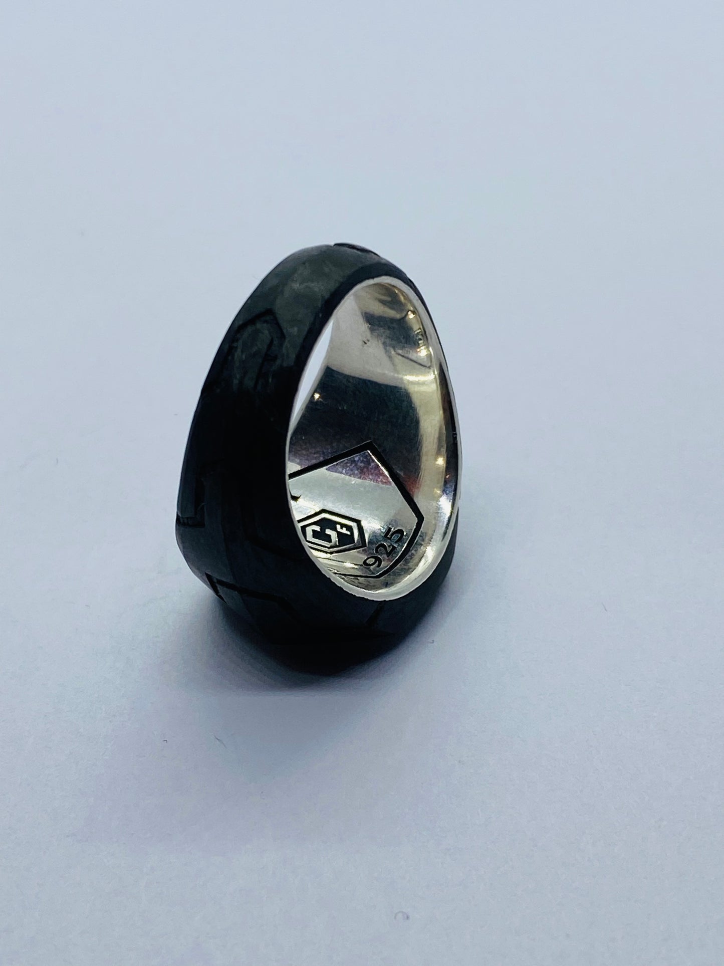 David Yurman Gray Sapphire Forged Carbon Signet Ring Size 11