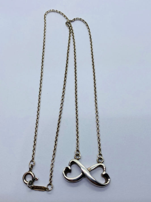 Tiffany & Co Paloma Picasso Double Loving Heart Infinity Necklace Pendant 16"