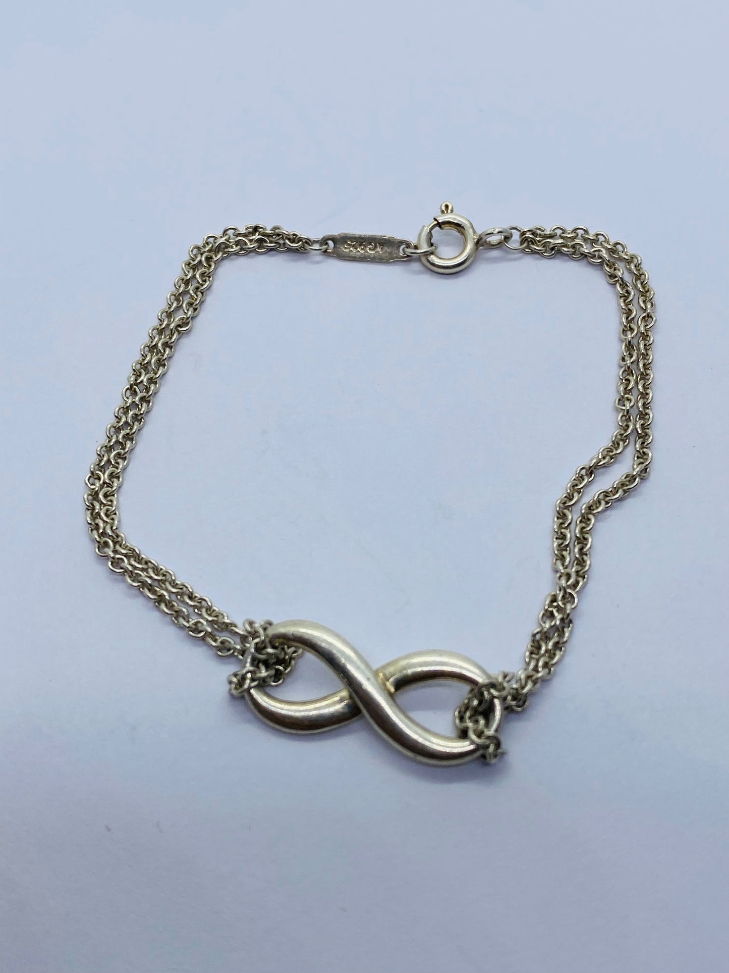 Tiffany & Co. Sterling Silver 925 Infinity Double Chain Link 6" Bracelet