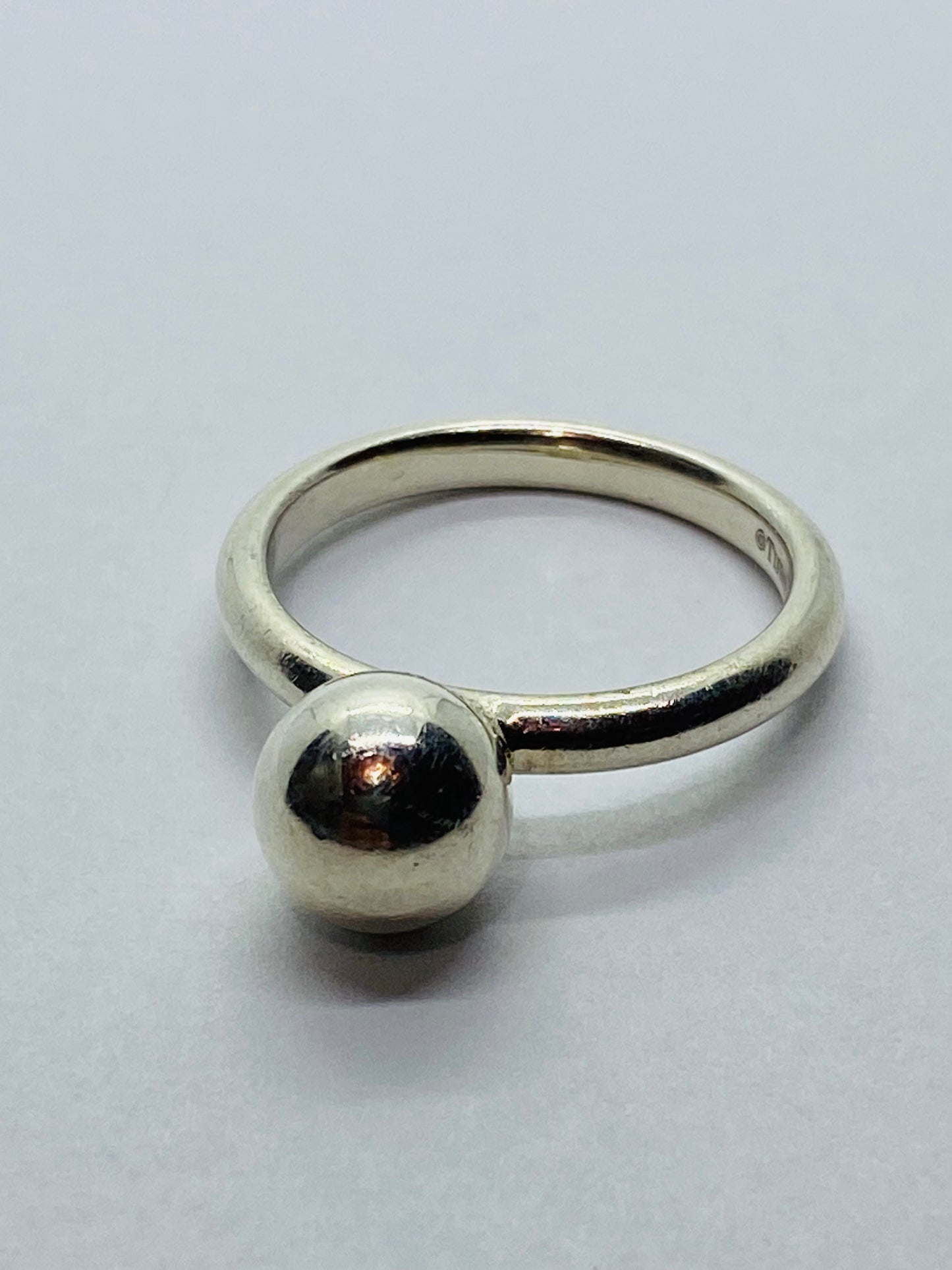 Tiffany Co Sterling Silver 8mm HardWear Hardware Round Ball Ring Size 5.75