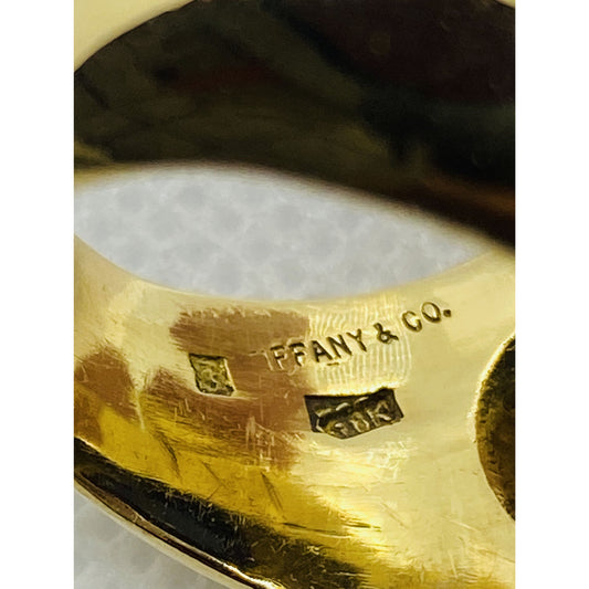 Tiffany & Co 18k 750 Lapis Lazuli Carved Coat of Arms Seal Ring RARE