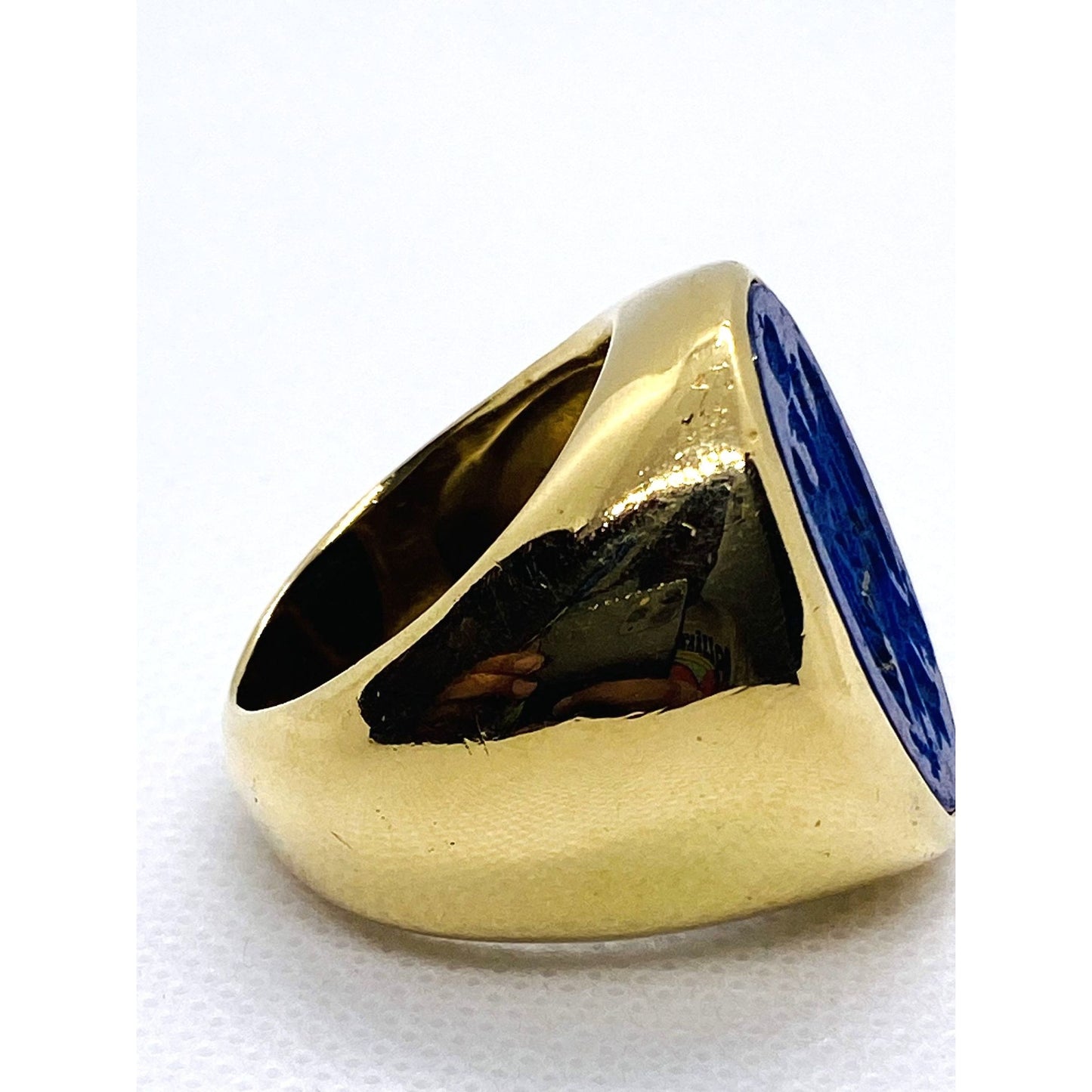 Tiffany & Co 18k 750 Lapis Lazuli Carved Coat of Arms Seal Ring RARE