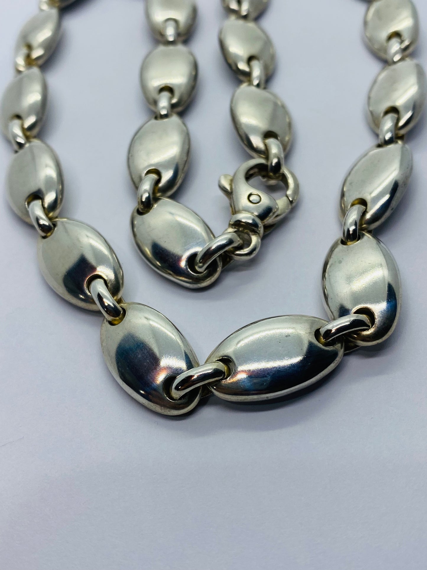 Tiffany & Co. Sterling Silver 925 Pebble  Oval Continuous 18” Necklace 116.6G