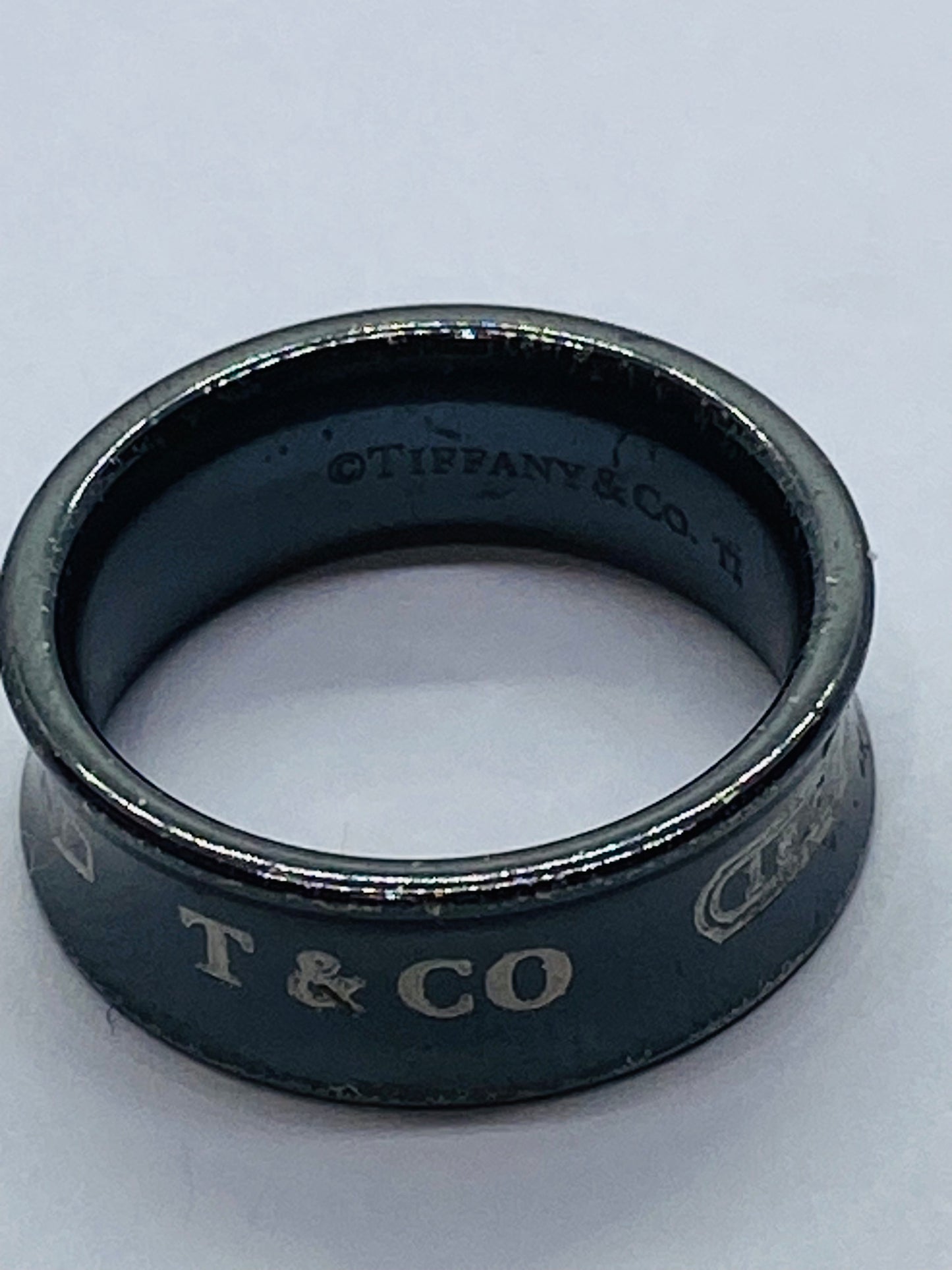 Tiffany & Co. Titanium 1837 Black Concave Ring Size 5.75