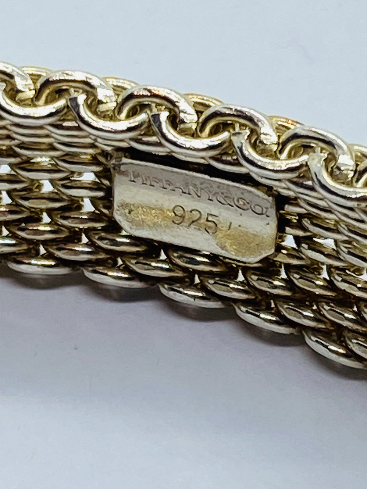 Tiffany & Co. 7.25 Somerset Mesh 15MM Wide Bracelet in Sterling Silver 925
