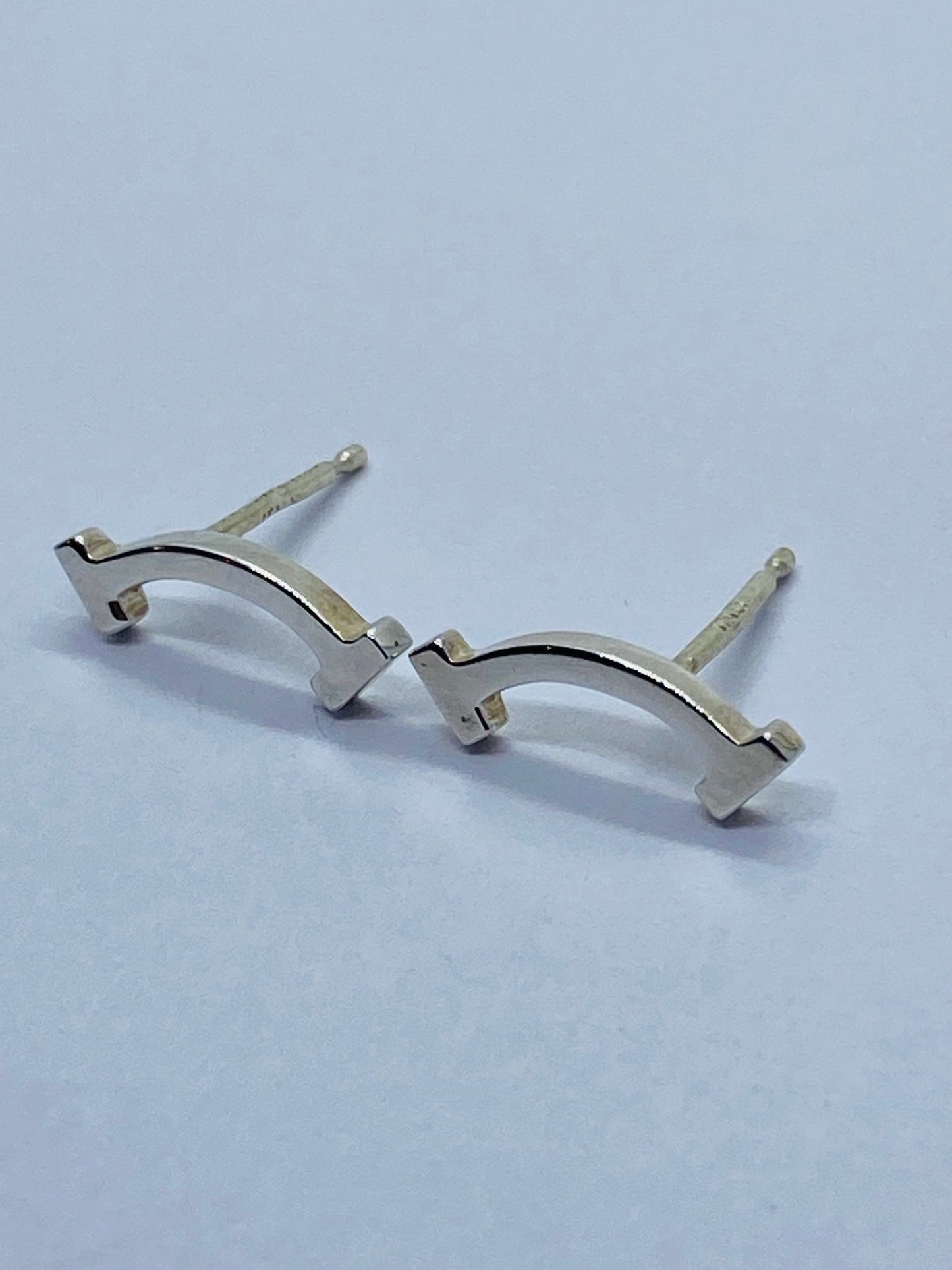 Tiffany T Smile Stud Earrings in Sterling Silver AUTHENTIC Pouch And box