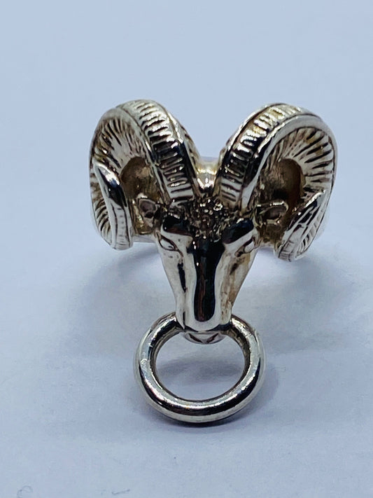 Tiffany & Co. 1995 Ram Door Knocker Mouflon Zodiac Aries Ring Sterling Silver