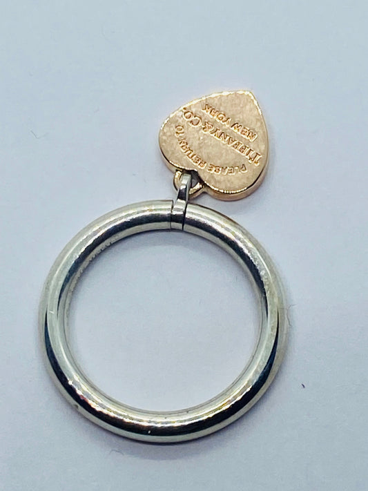 Tiffany & Co. 925 Rubedo Metal RTT Heart Tag Ring Size 5 Mint Condition Pouch