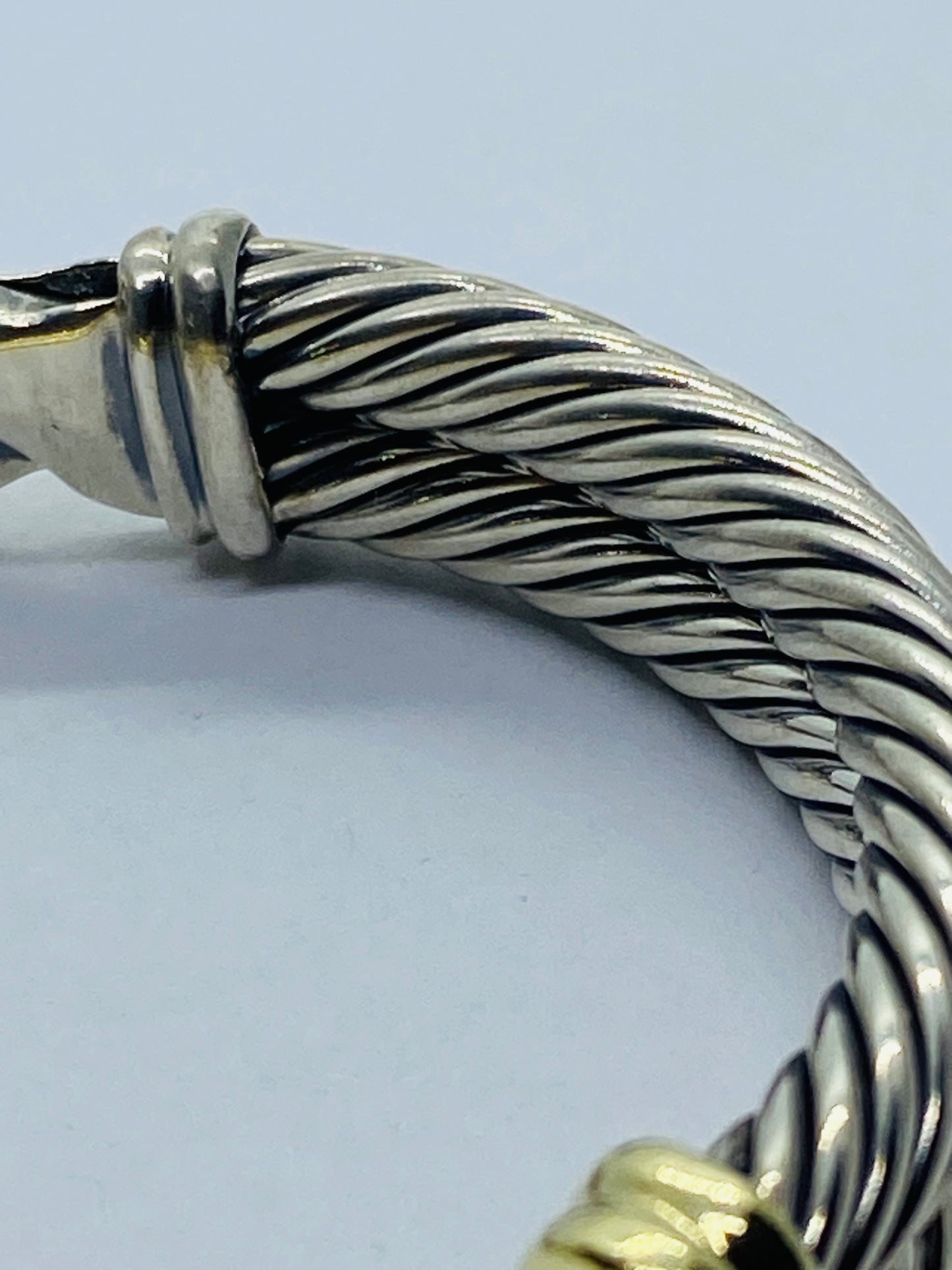 $4,000 David Yurman 14K Yellow Gold Silver Diamond Metro Double Cable Bracelet M