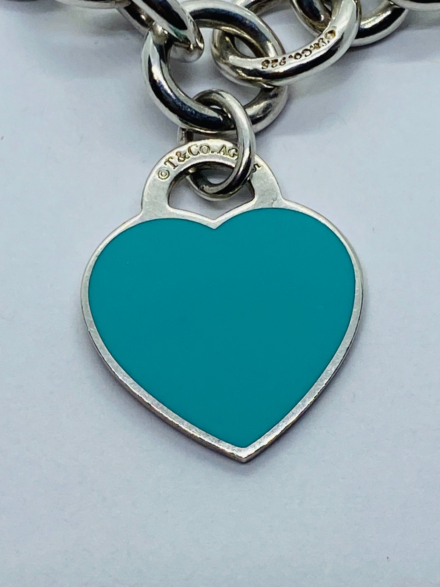 Tiffany & Co 925 Sterling Silver Round Clasping End 7.25" Bracelet  Enamel RTT