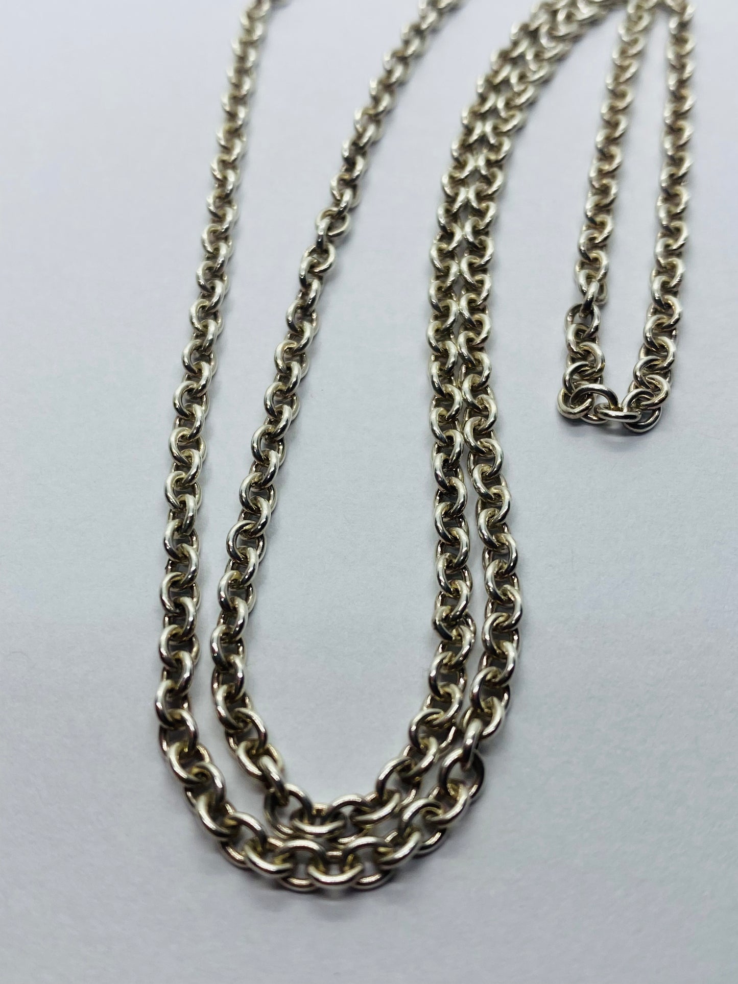 20” Tiffany & Co 3mm Large Link Rolo Chain Necklace in Sterling SilverPouch