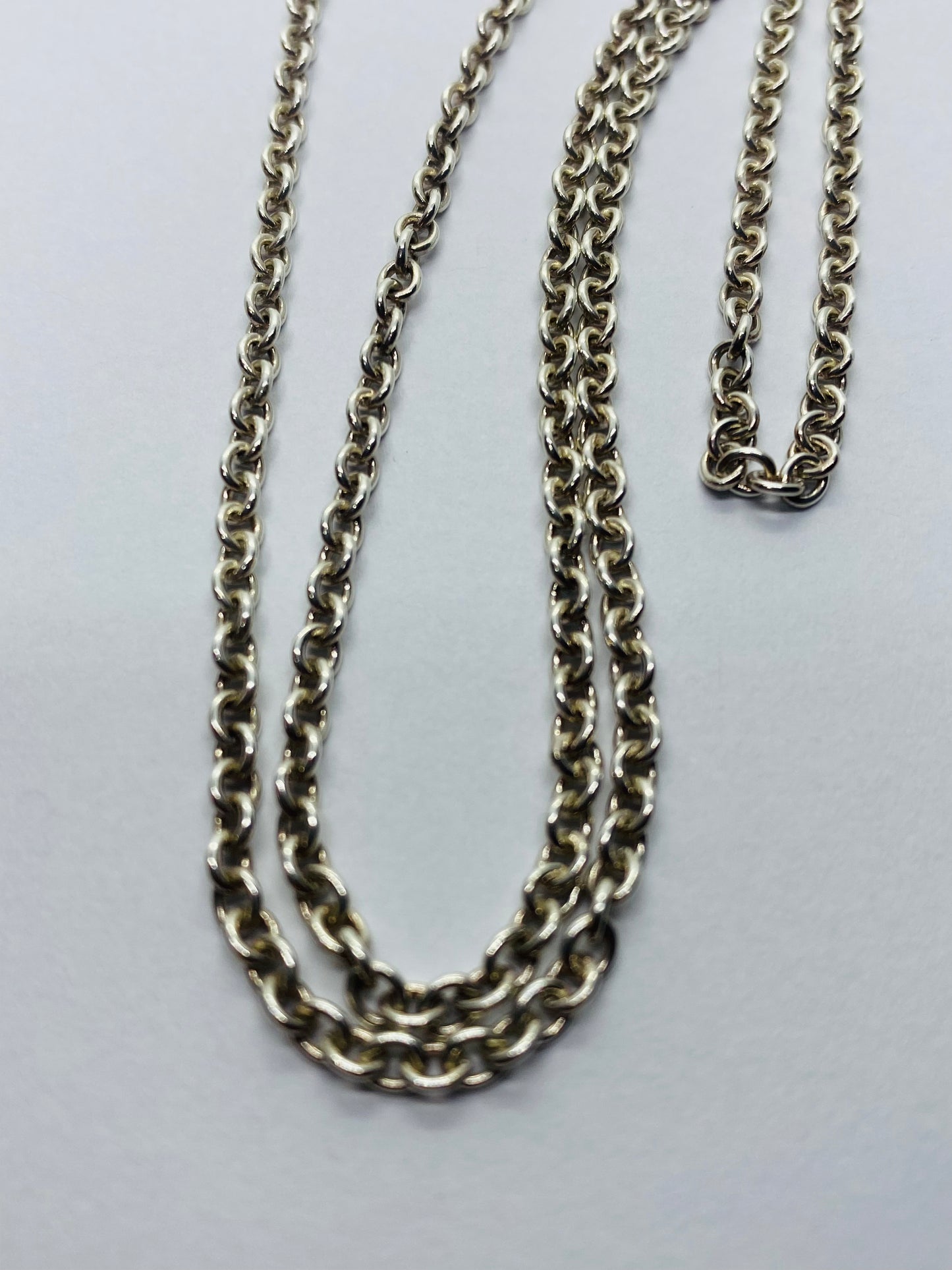 20” Tiffany & Co 3mm Large Link Rolo Chain Necklace in Sterling SilverPouch