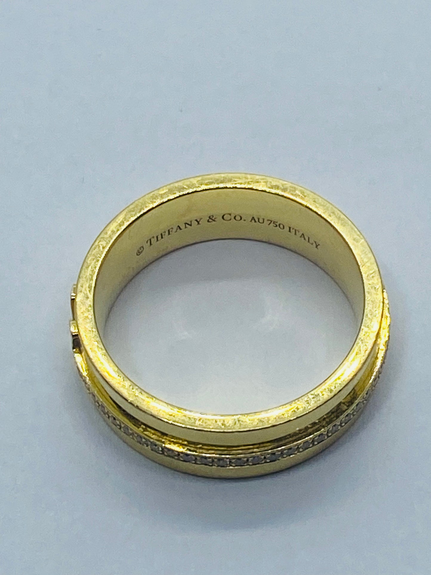 $3600 Tiffany & Co. T Wide Diamond Band Ring, 18K Yellow Gold 5.50 mm Size 4.25