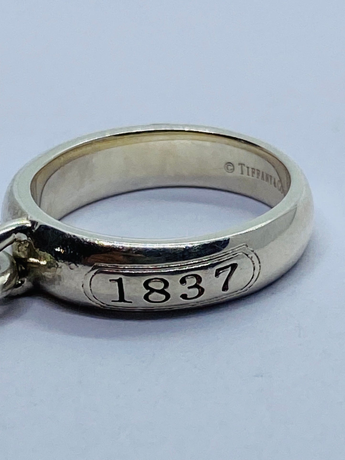 Authentic Tiffany & Co Sterling Silver 1837 Lock Padlock Dangle Ring Size 6