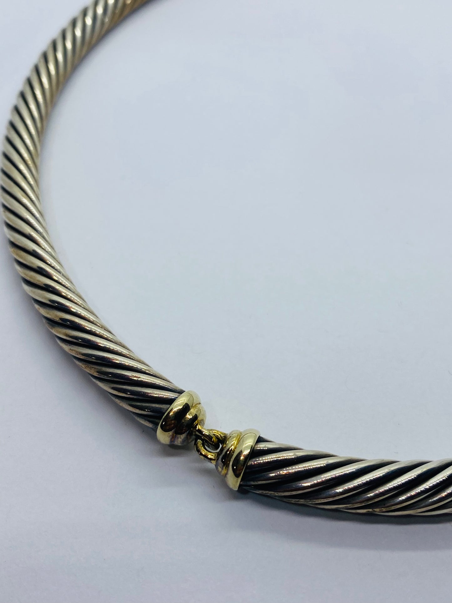 DAVID YURMAN CLASSIC CABLE STATION NECKLACE STERLING 925/14KYG 16.5"  101 Grams