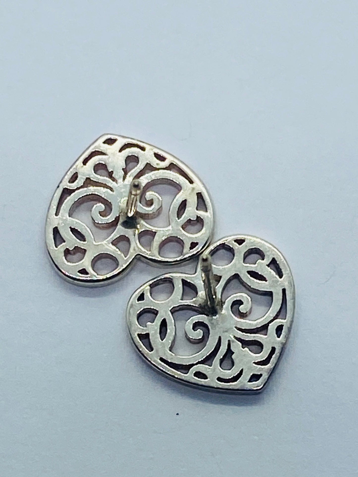 Tiffany & Co Sterling Silver Enchant Love Heart  Filigree Stud Earrings Box!