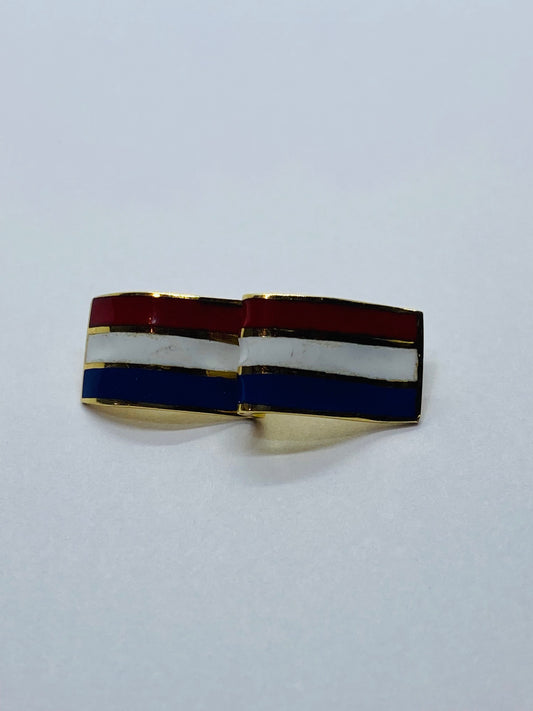 Tiffany & Co. 750 18k gold  Lapel Pin 26x10MM Enamel Stripes