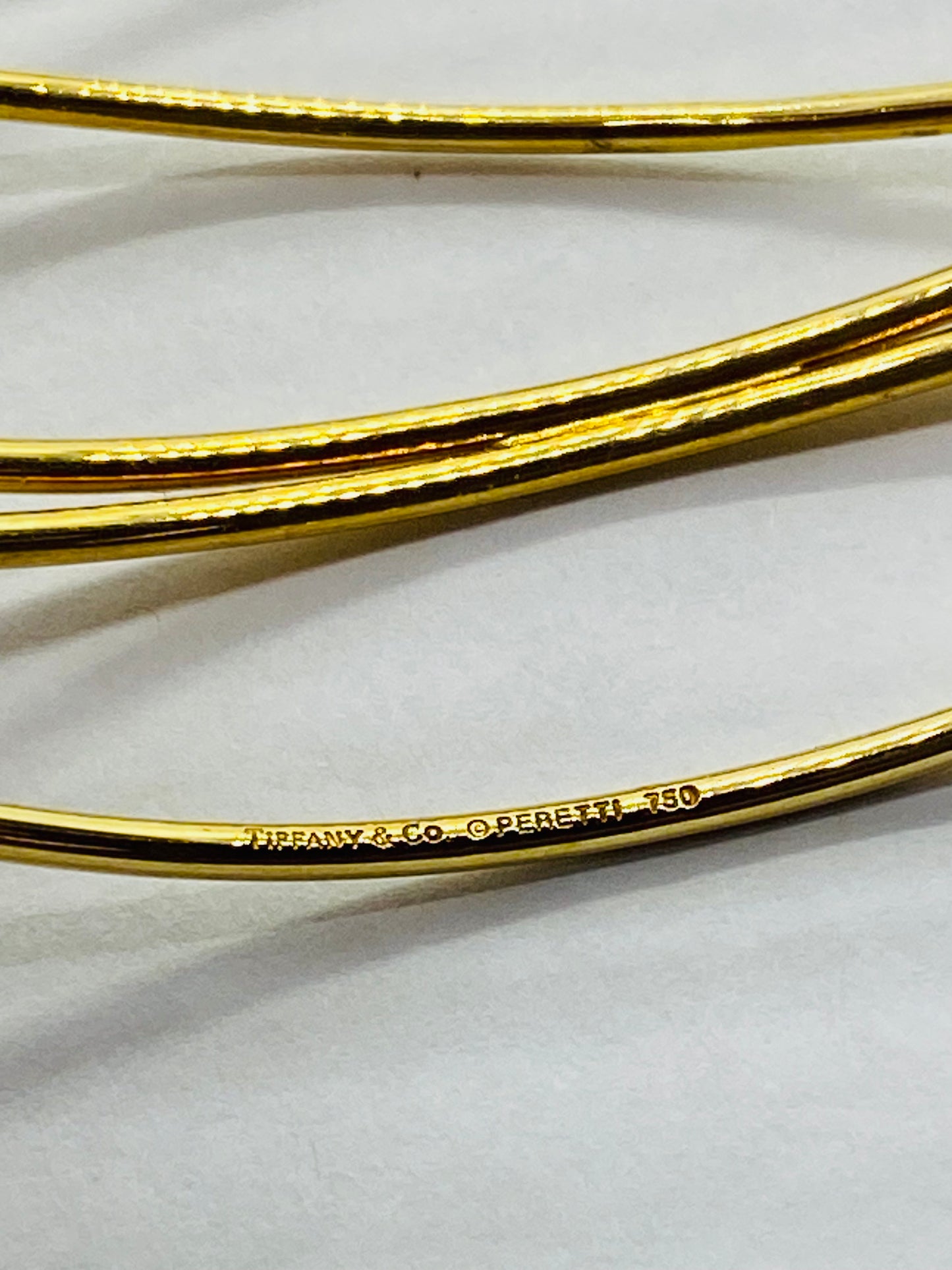 Authentic Tiffany & Co. Elsa Peretti 18k Wave 5 Row Bracelet Bangle Yellow Gold