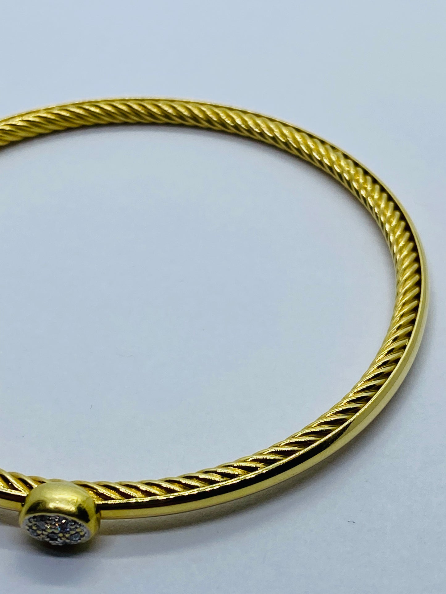 DAVID YURMAN Confetti Bangle Bracelet Diamonds 18K Yellow Gold  7.5” 2.6MM Wide