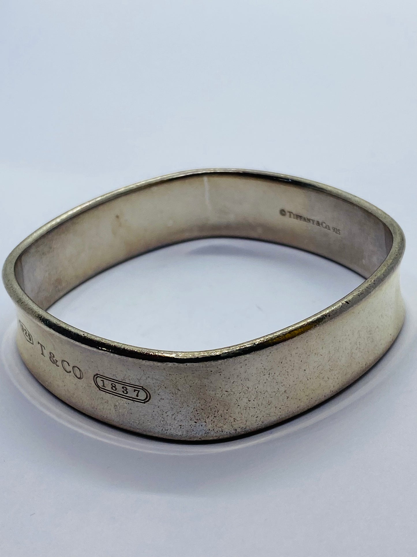 Tiffany & Co. Sterling Silver 1837 Square Cushion Bangle Bracelet